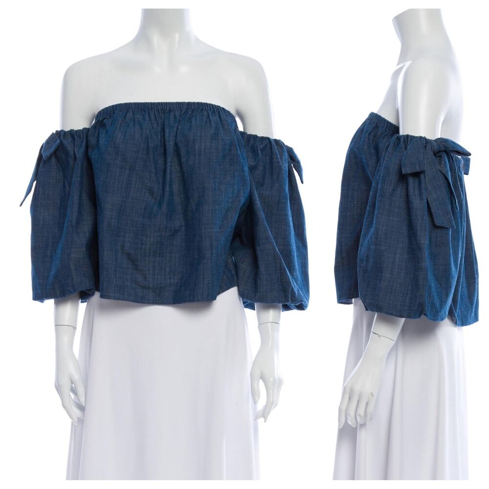 MISA Los Angeles Off-shoulder Crop Top, EUC